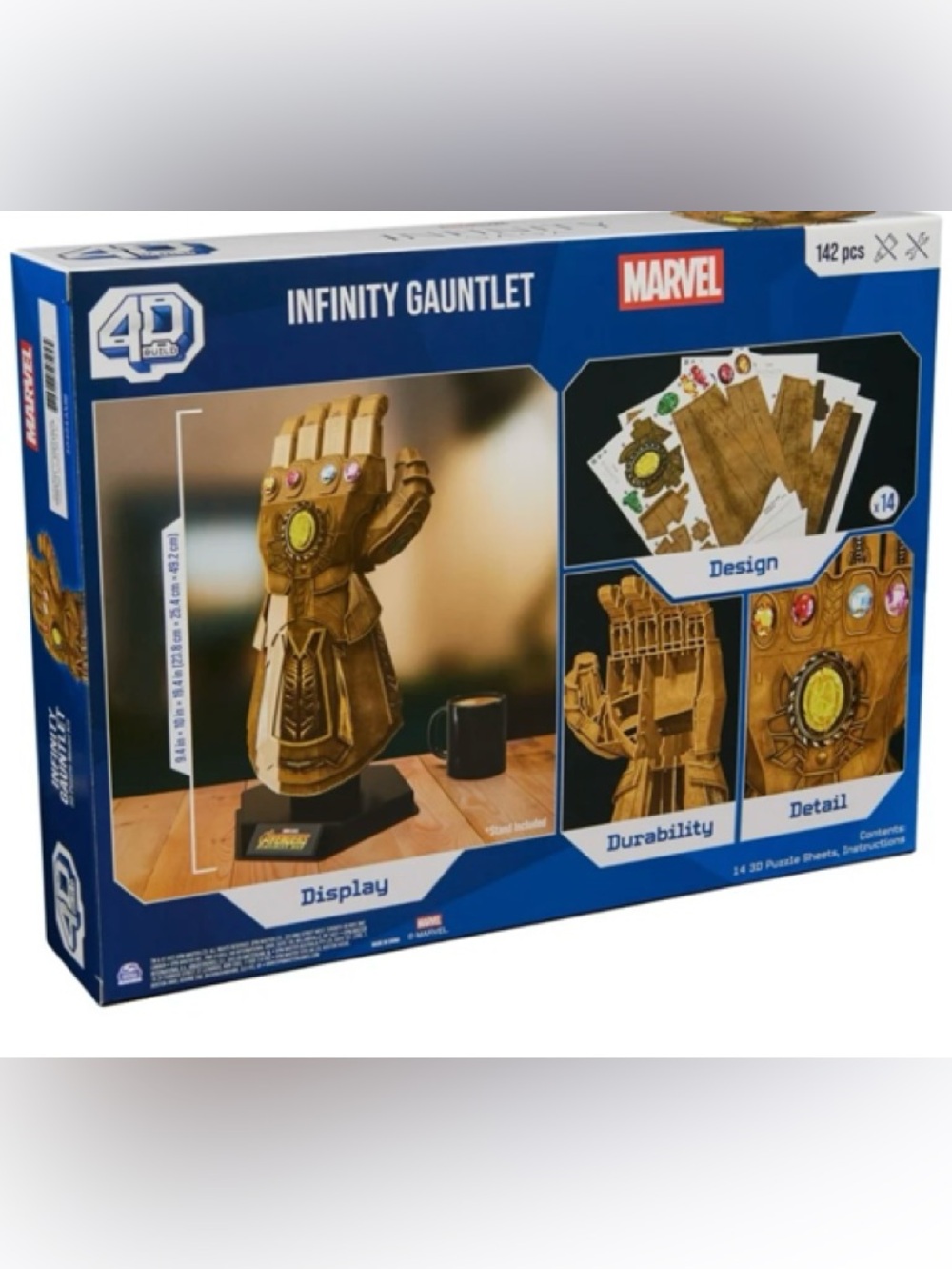 Marvel Gold Infinity Gauntlet Display with Colored Stones 3D Puzzle